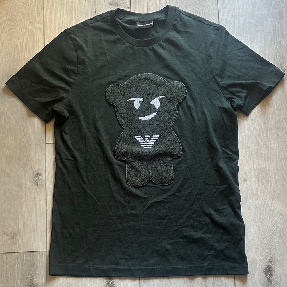 Emporio Armani Dark Green T-Shirt with Bear Graphic // Size Small